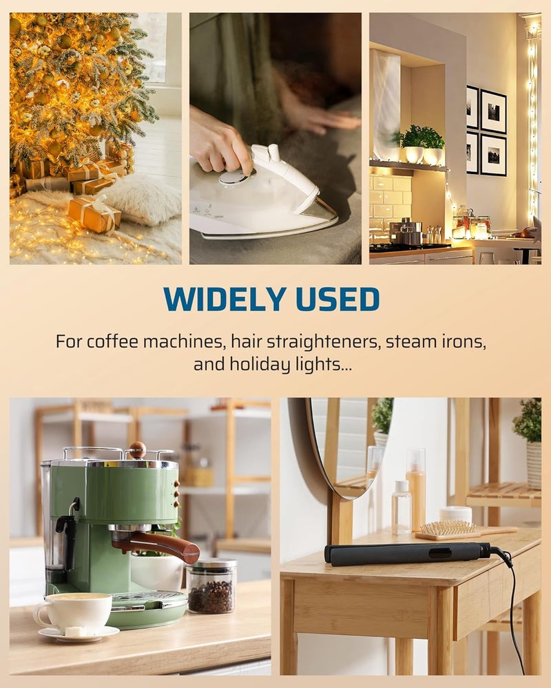 DEWENWILS Indoor Countdown Timer Outlet, 15/30/45/60min Settings, Auto Shut Off Safety Outlet for Lights, Seasonal Decor, Coffee Pot, 125V/15A Resistive/1000W Tungsten, 3 Prong, 1/3 HP, 2 Pack - Image 4